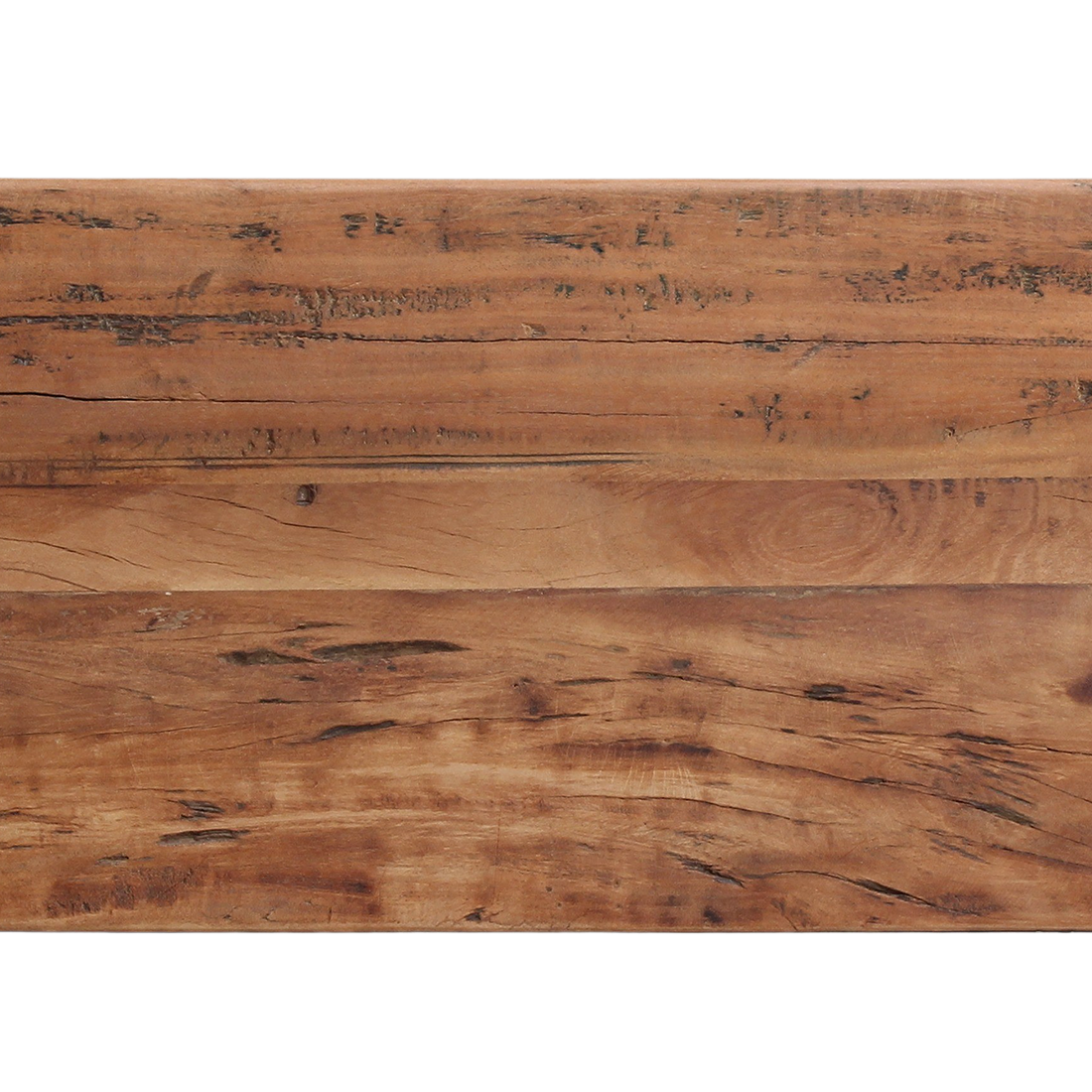 Kayu Living Farmwood console table surface showing natural wood grain, knots, and rustic recycled timber texture.