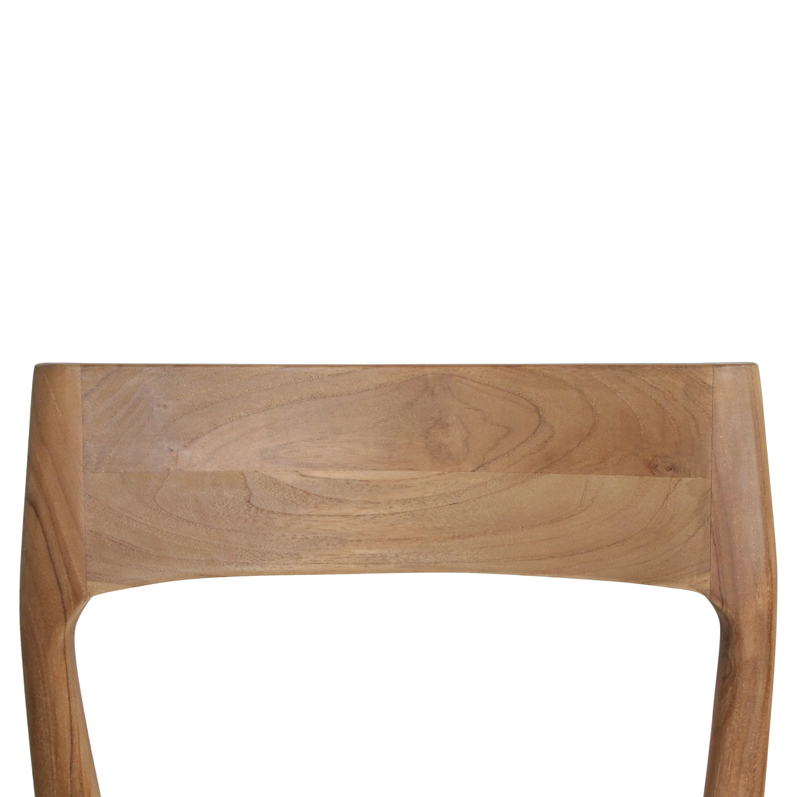 Kayu Living Freya dining chair backrest made of solid natural teak wood with smooth grain detail
