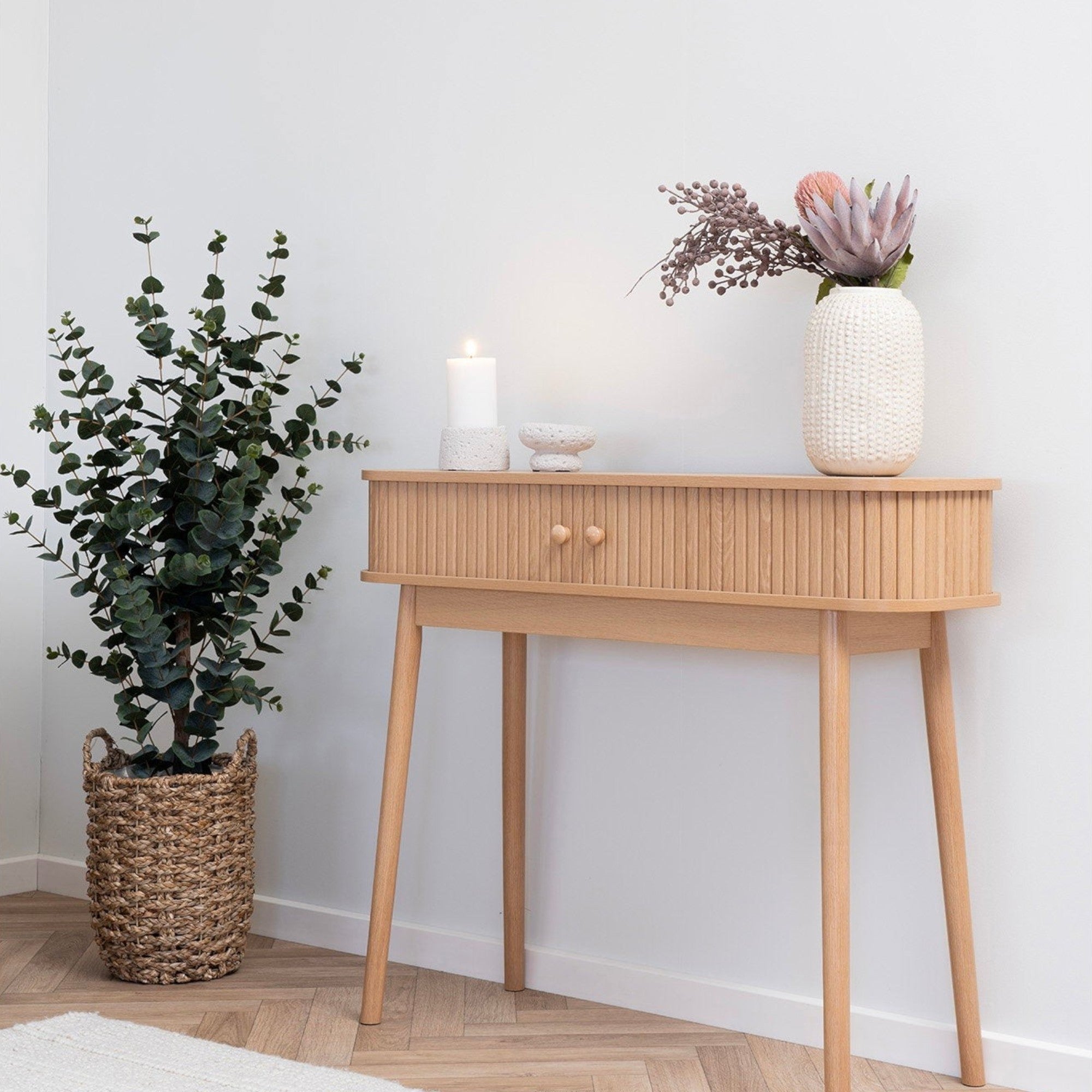 Kayu Living Hue Baskets set of three natural seagrass storage baskets with woven texture in a bright home interior