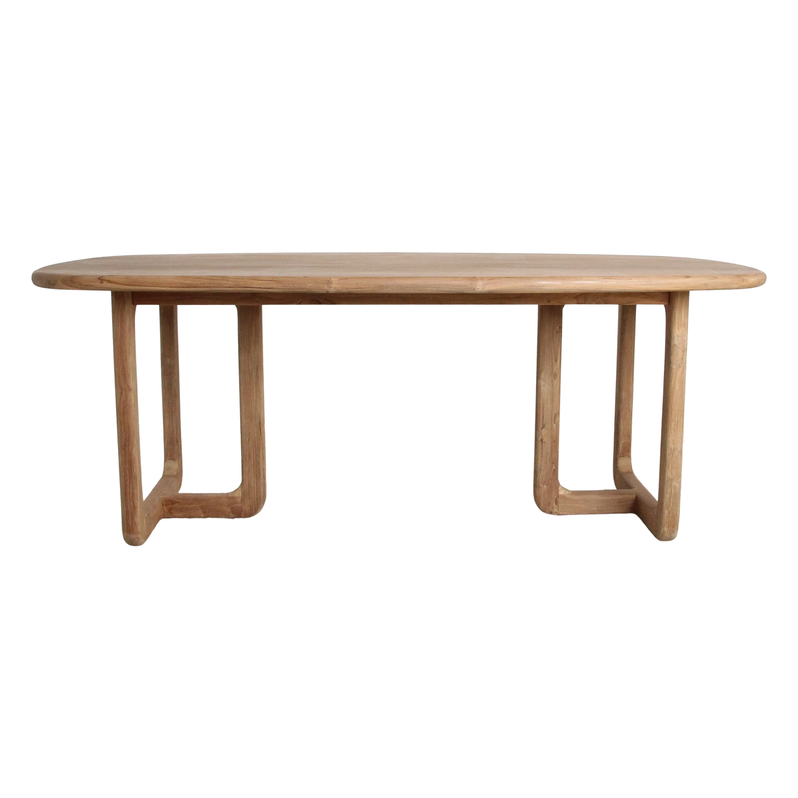 Kayu Living Invierno 240cm rectangular dining table in natural recycled teak wood with a unique organic base design.
