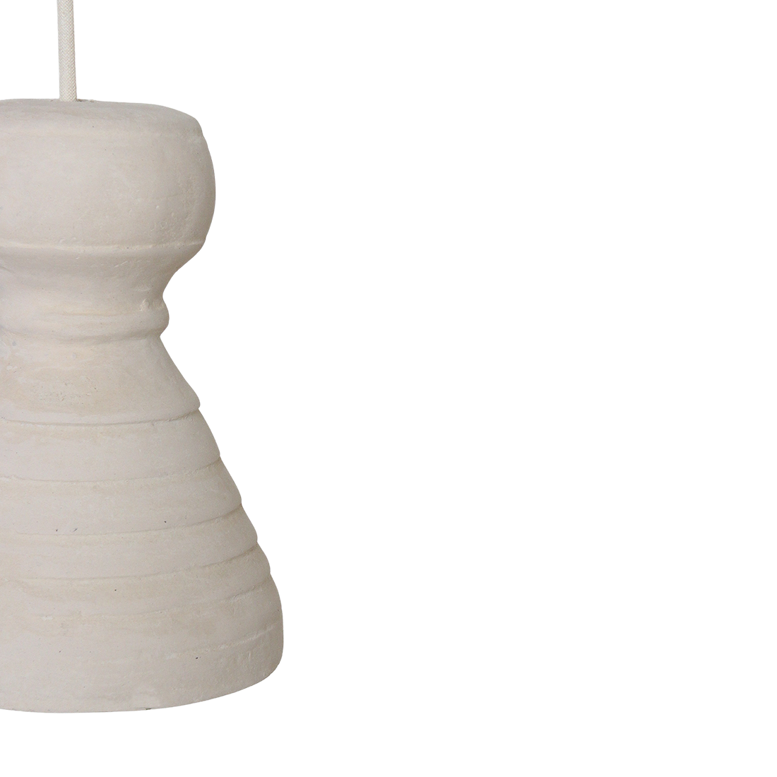Kayu Living Kanoi pendant lamp in matte off-white Ecomix with organic, stone-like texture and ribbed base design.