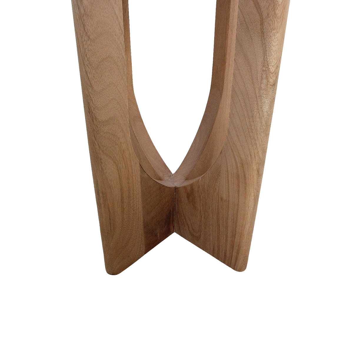 Kayu Living Kuching side table featuring a sustainably sourced mango-wood arched base with natural wood grain detail.