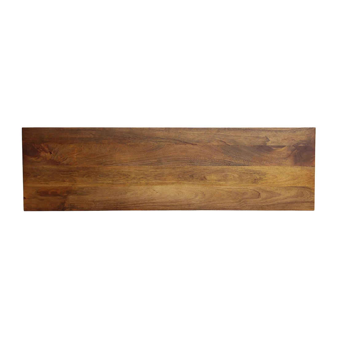 Kayu Living solid mango wood console table top with natural grain patterns and smooth chamfered edges