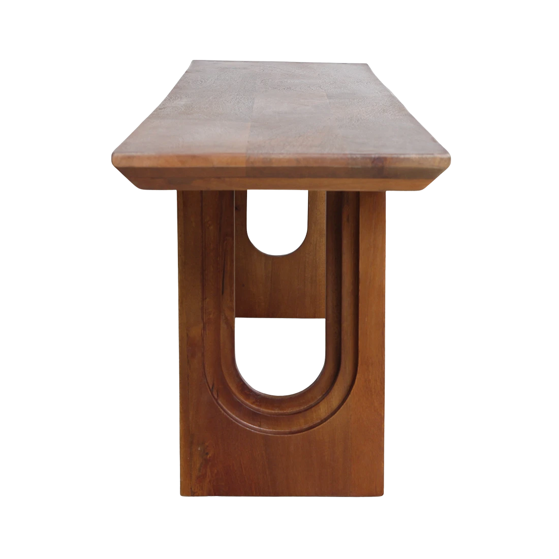 Kayu Living 180cm dining bench made of sustainable mango wood with a bullnose chamfered edge and arched base design.