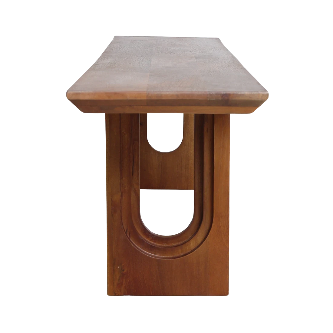 Kayu Living 180cm bullnose chamfered dining bench made of sustainable mango wood with a unique arched base design.