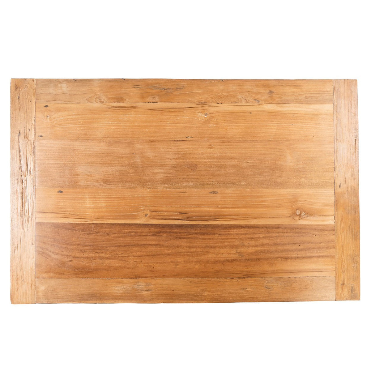 Kayu Living reclaimed teak coffee table with a natural wood grain finish, viewed from a top-down perspective.