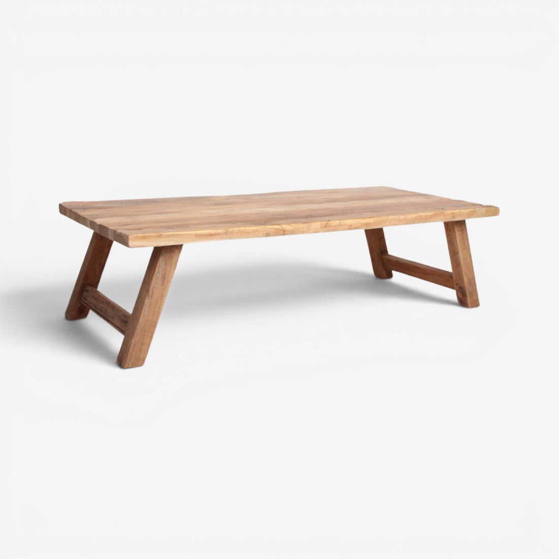 Kayu Living rectangular farmhouse coffee table handcrafted from rustic FSC-certified reclaimed wood beams