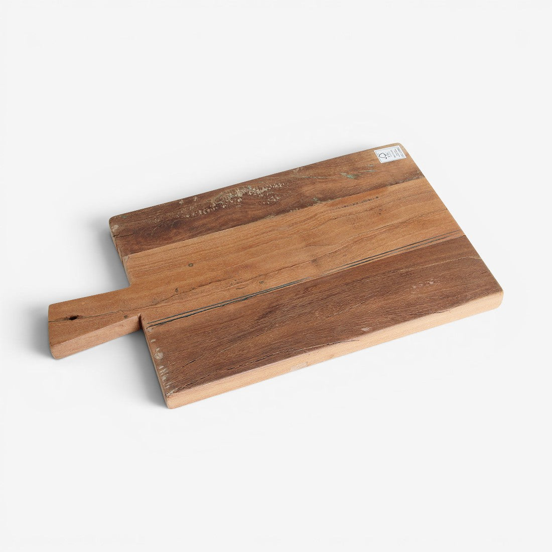 Kayu Living 40cm rustic reclaimed wood serving board with natural grain and sturdy handle for cheese or tapas