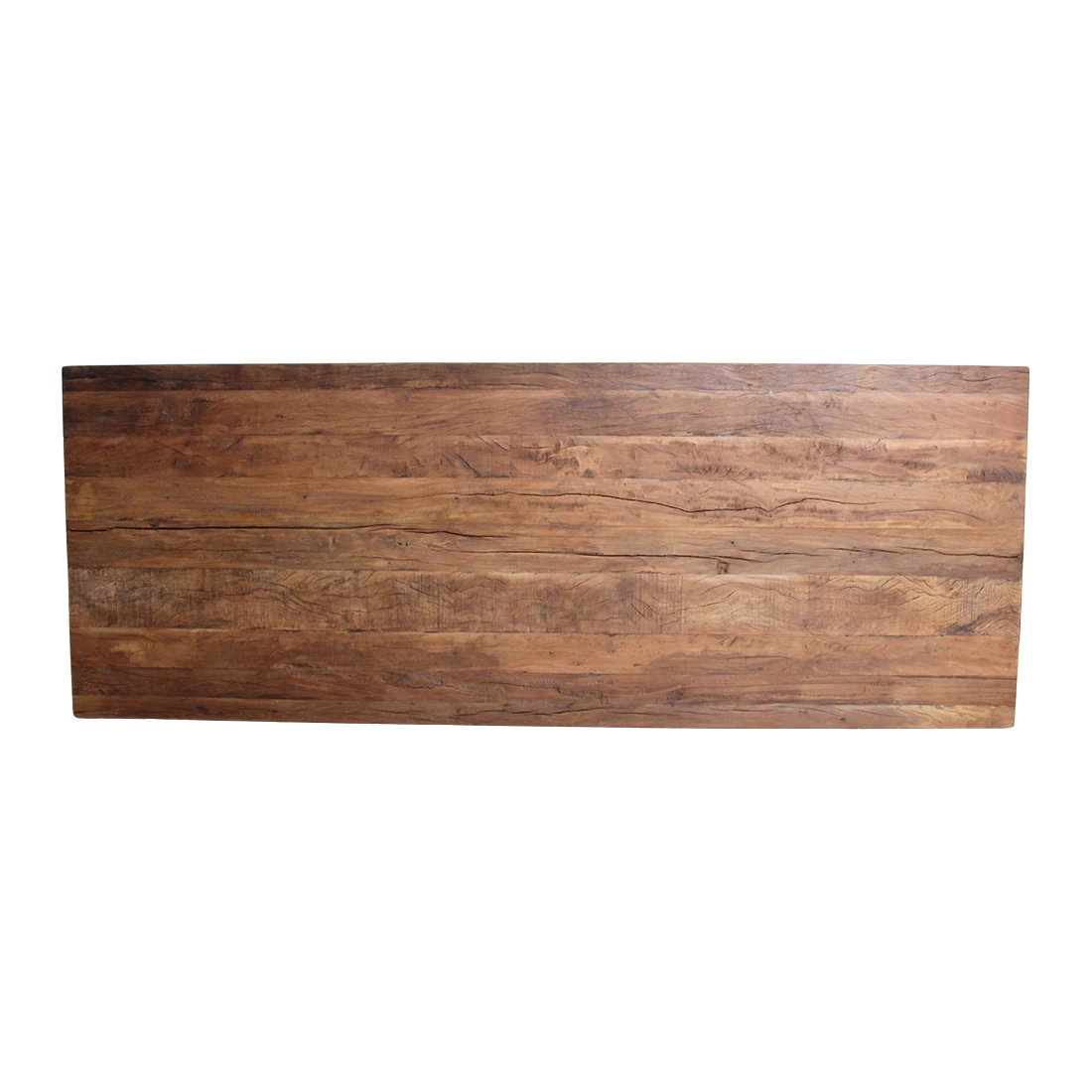 Kayu Living Farmwood Waterfall dining table top showing reclaimed timber with natural grain and weathered texture