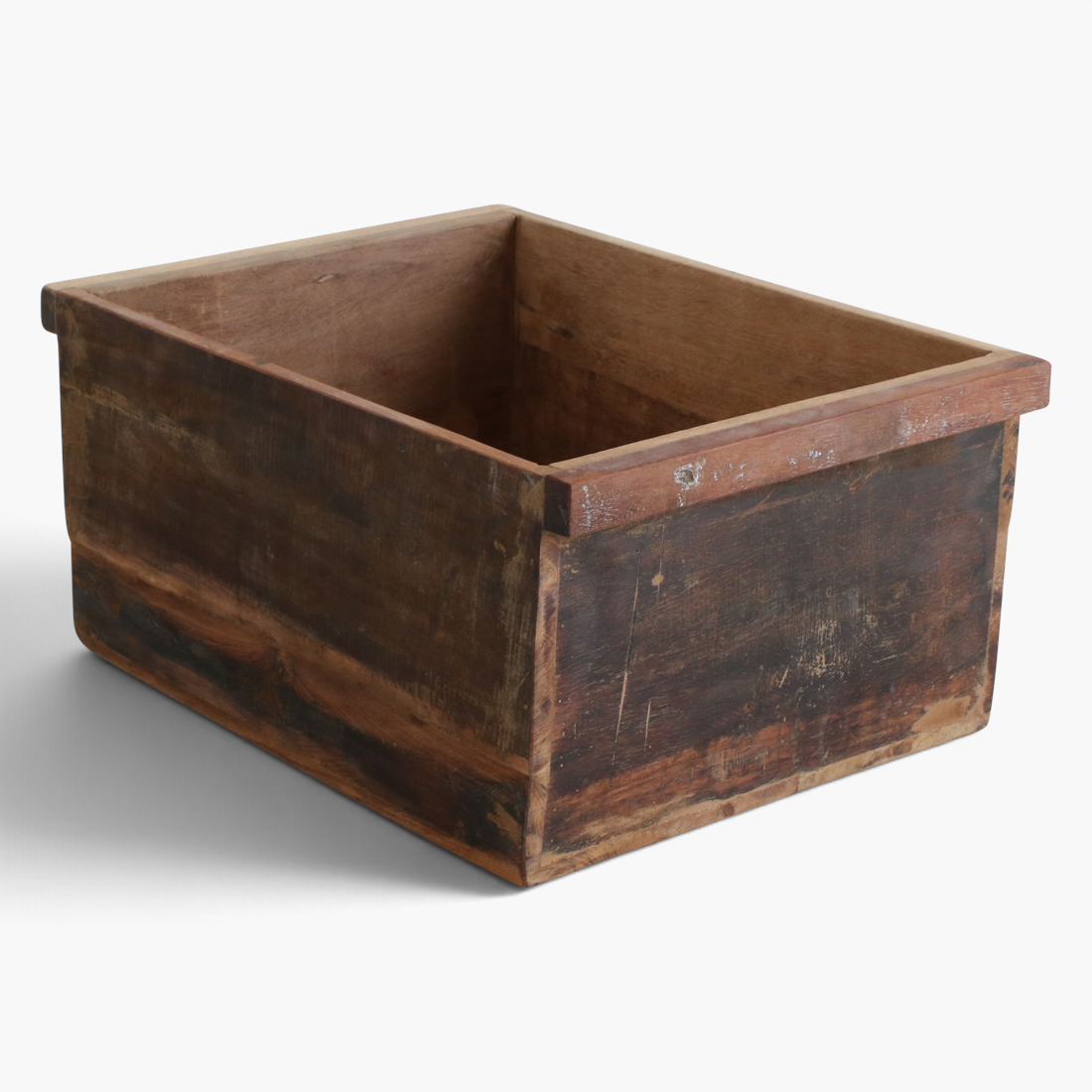 Kayu Living rustic factory storage box made from FSC recycled wood with a warm patina