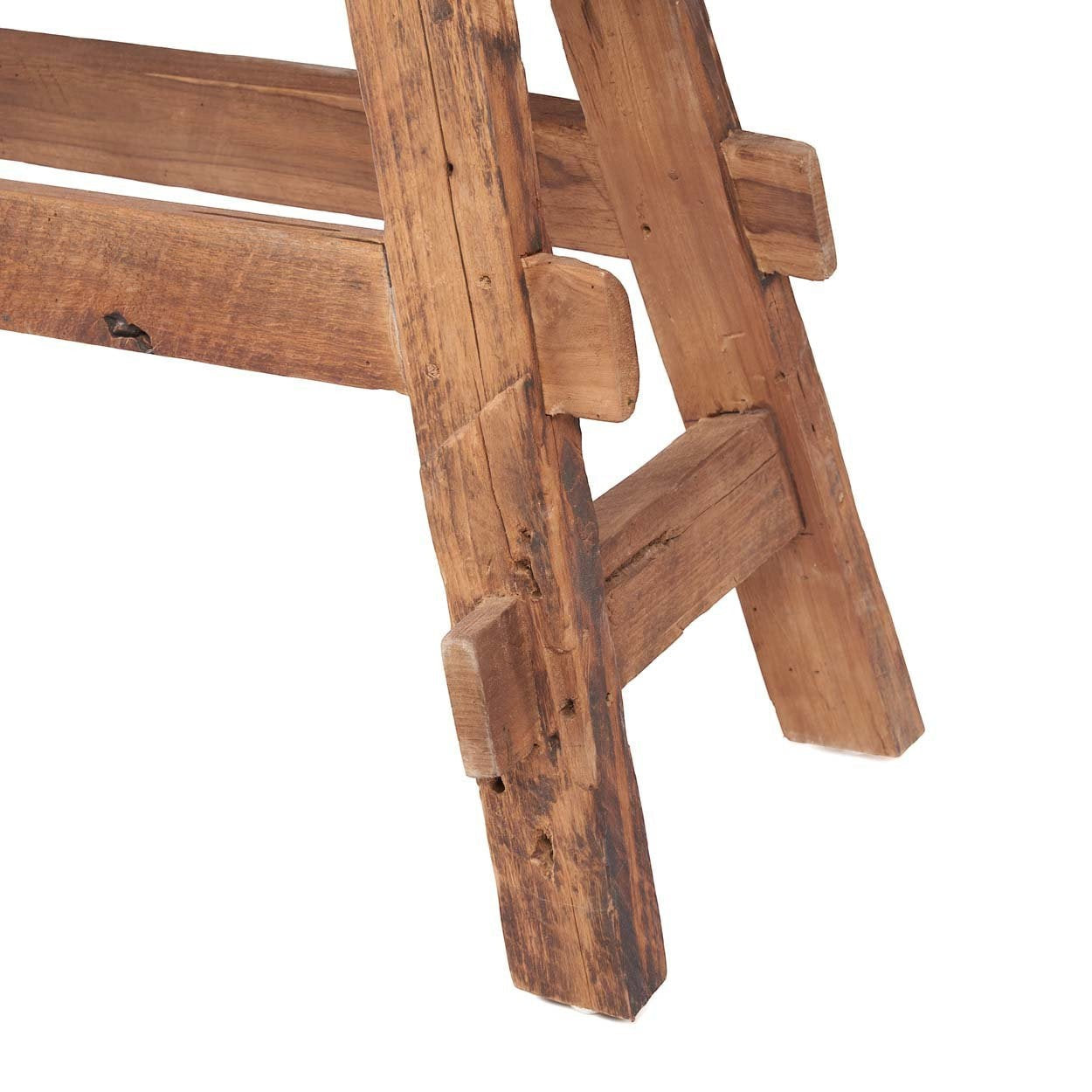 Kayu Living handcrafted rustic bench made of solid Indonesian teak with a natural wood grain finish.