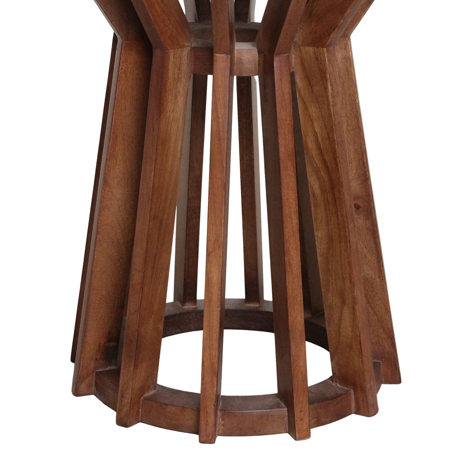 Kayu Living Sabah side table featuring a dark mango wood spoked base with a sculptural, airy design.