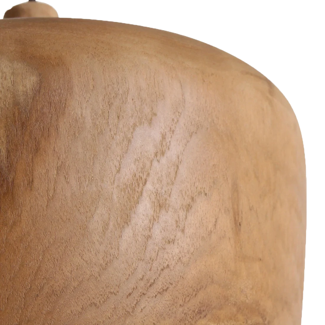 Kayu Living Sirocco dome pendant lamp crafted from natural Indonesian teak wood with visible grain texture