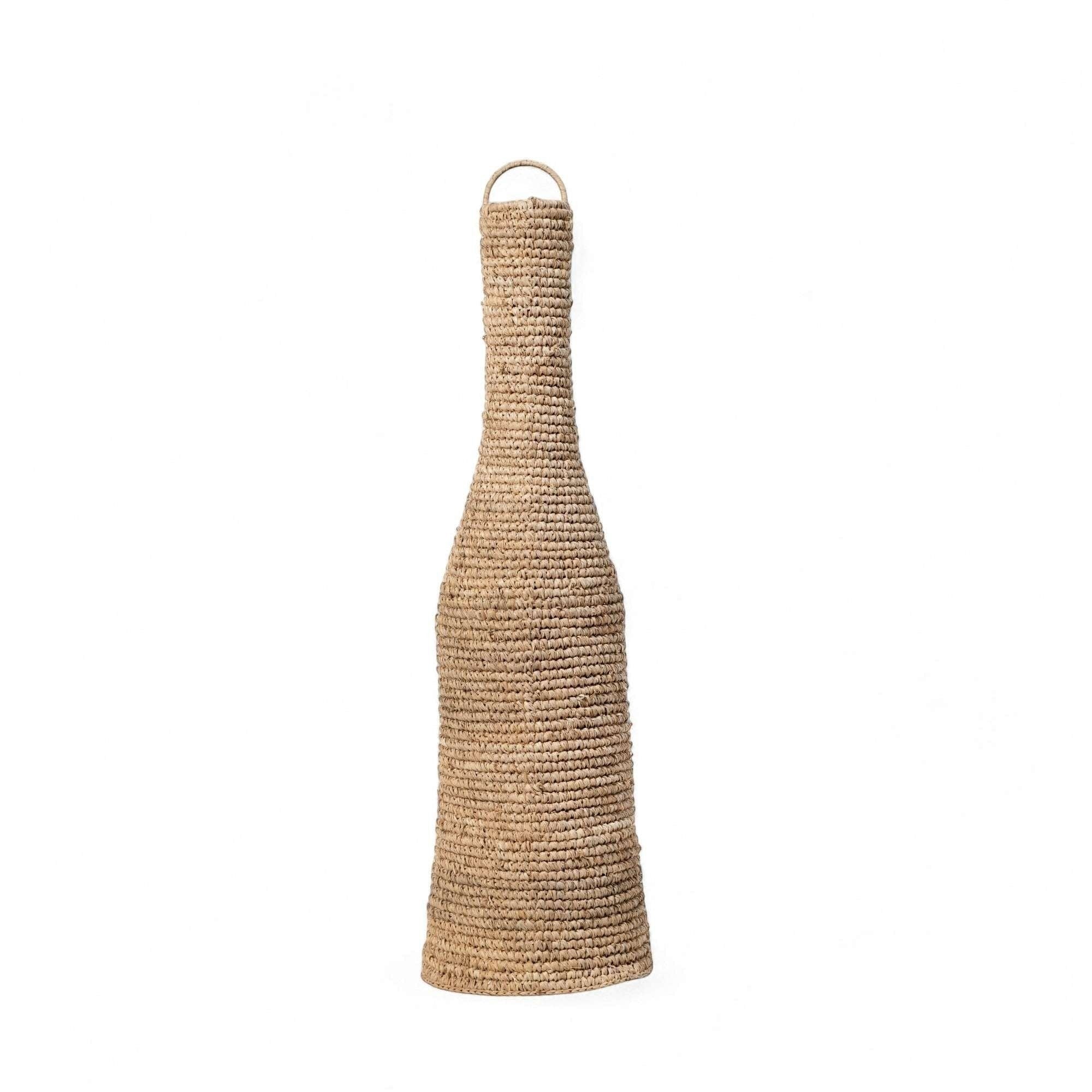 Kayu Living natural sisal pendant lampshade, bottle-shaped with a rustic weave and hanging loop.