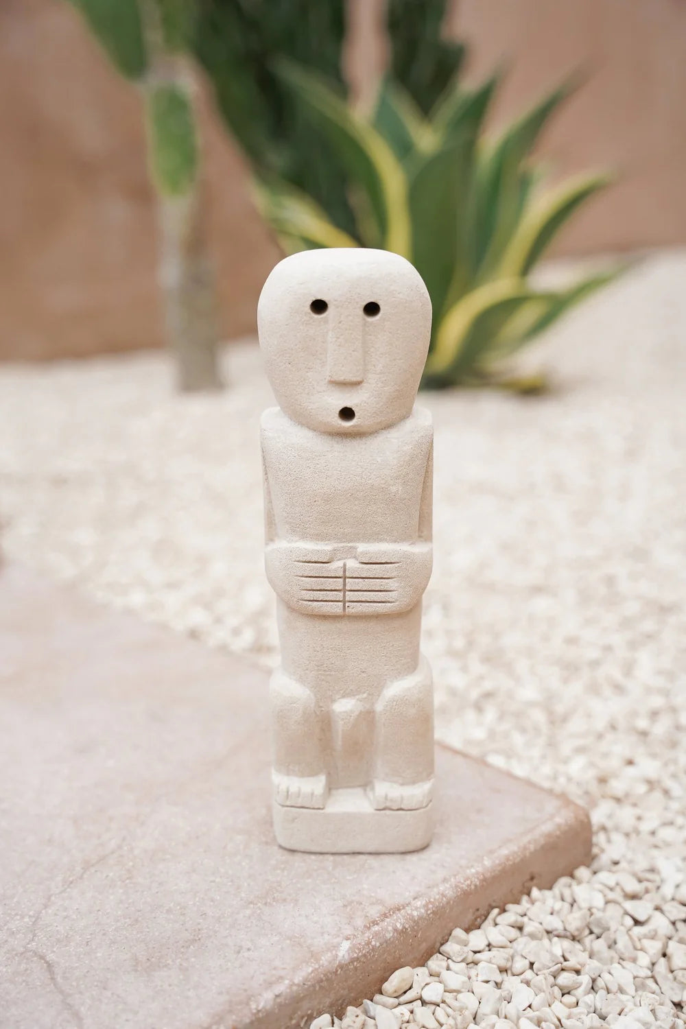 Kayu Living handmade natural stone gatekeeper statuette, Classic Stone Man No. 6, featuring mystic Balinese design.