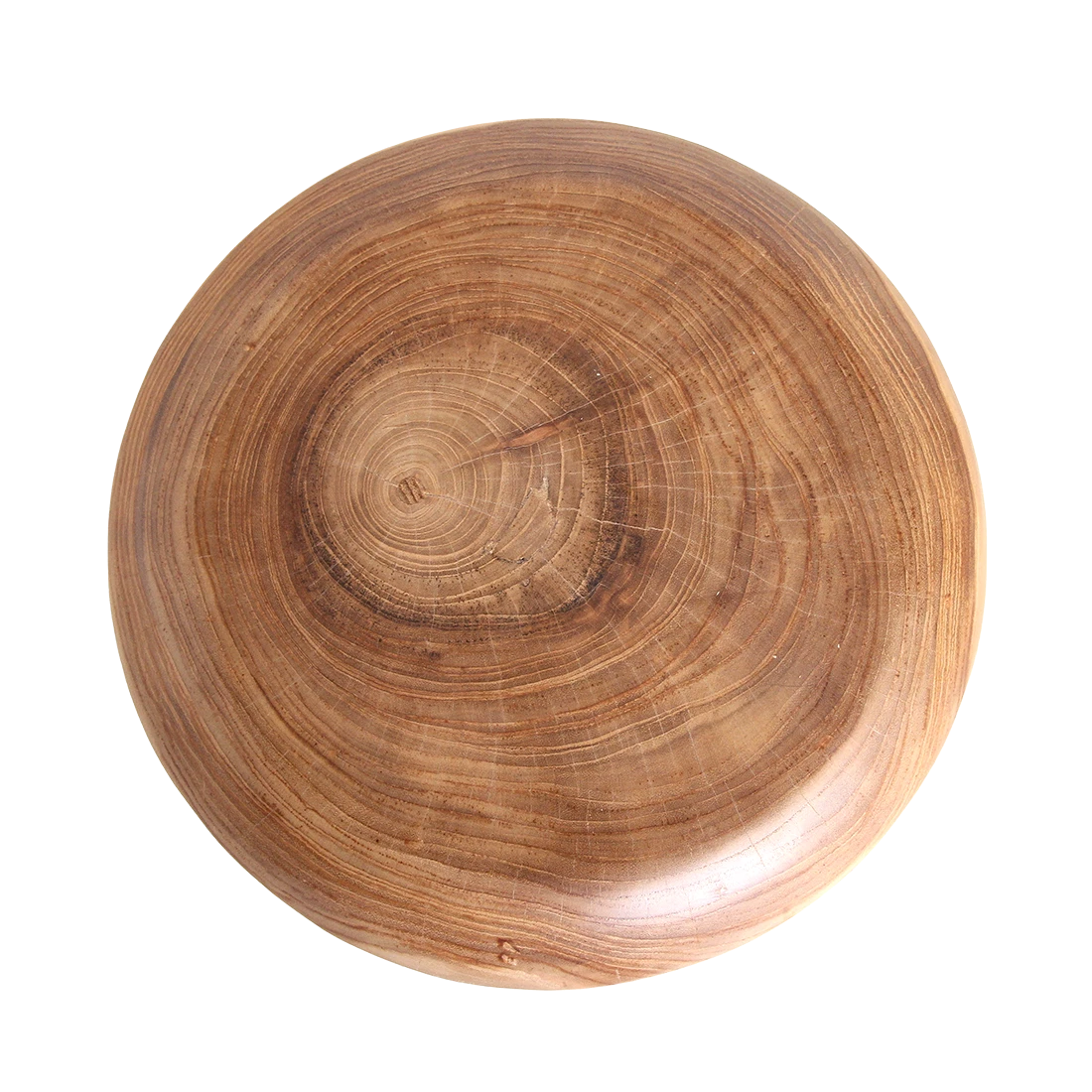 Kayu Living Tao solid teak side table with a smooth, rounded top showing natural wood grain patterns