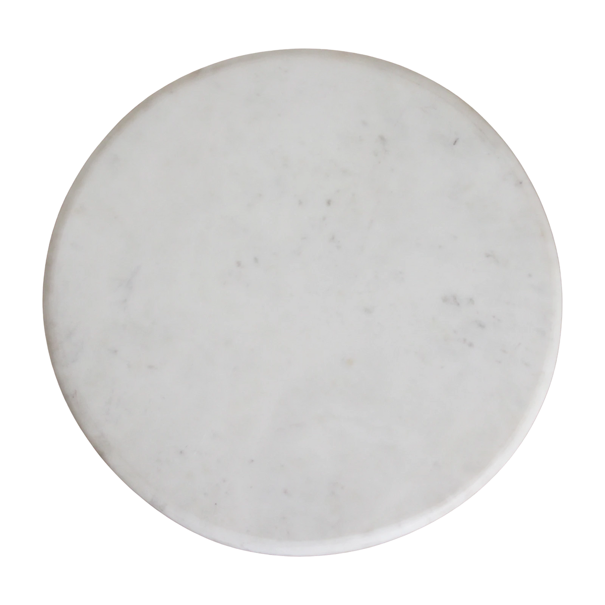 Kayu Living Kuching white marble side table top viewed from directly above showing unique natural stone veining